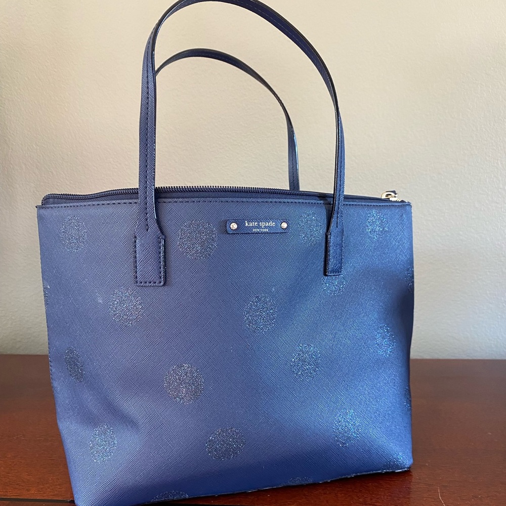 Kate Spade Haven Lane Hani Blue/Glitter Dots Tote !Sparkle this Summer!
